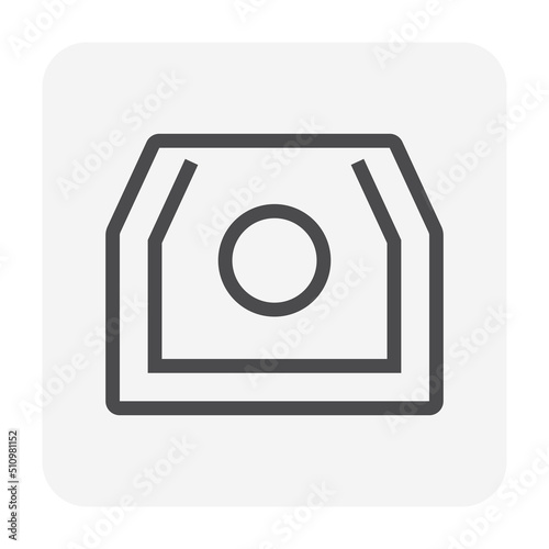 Culvert or precast concrete pipe, structure vector icon. Include retaining wall i.e. endwall, headwall, wingwall for drainage system of water channel, rainwater under road, driveway, street. 64x64 px.