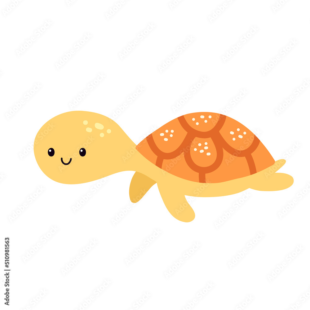 Cute cartoon turtle isolated on white background. Vector illustration for kids Cute cartoon turtle isolated on white background. Vector illustration for kids