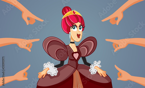 People Blaming the Evil Queen Vector Cartoon Illustration