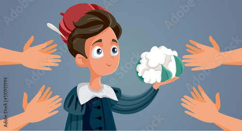 Audience Applauding Little Boy playing Hamlet Vector Cartoon