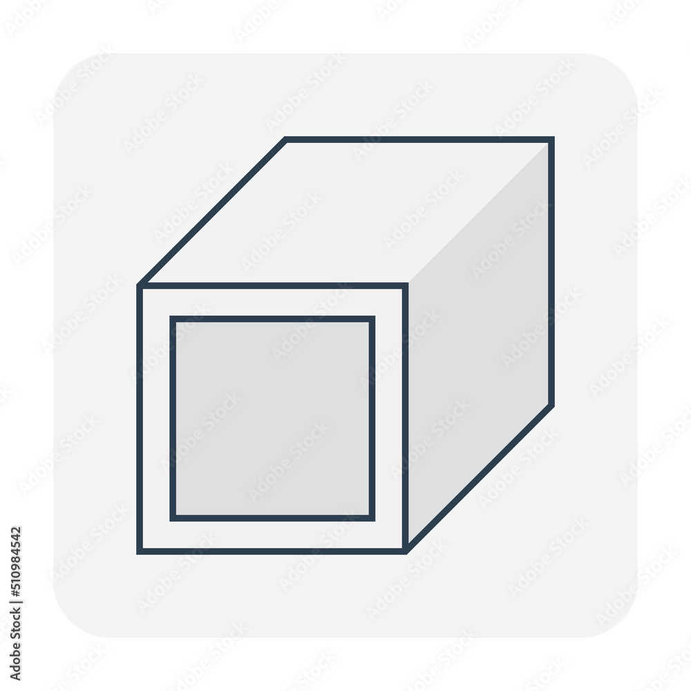 Square sewer vector icon. May called reinforced cement concrete pipe, drain pipe or precast concrete pipe for install or construction at underground, road for drainage system of water, flood, sewage. Square sewer vector icon. May called reinforced cement concrete pipe, drain pipe or precast concrete pipe for install or construction at underground, road for drainage system of water, flood, sewage.