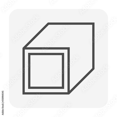 Square sewer vector icon. May called reinforced cement concrete pipe, drain pipe or precast concrete pipe for install or construction at underground, road for drainage system of water, flood, sewage.