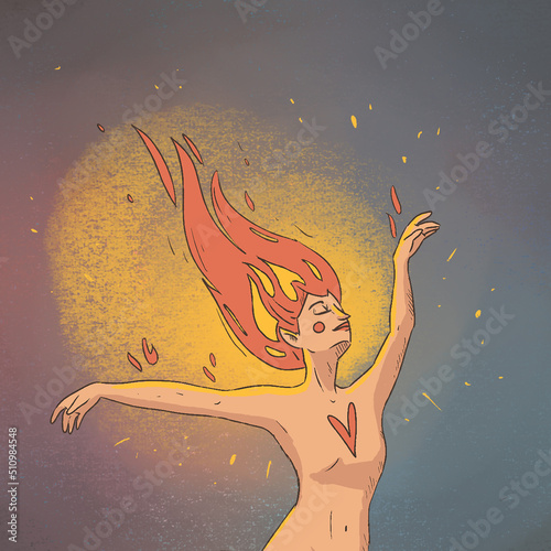 Photography The woman was on fire Shine bright like fire Inner Light Light in the soul