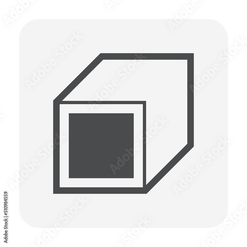 Square sewer vector icon. May called reinforced cement concrete pipe, drain pipe or precast concrete pipe for install or construction at underground, road for drainage system of water, flood, sewage.