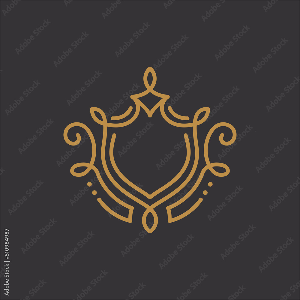 Obraz premium Premium linear shield monogram vector logo