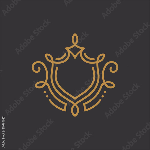 Premium linear shield monogram vector logo