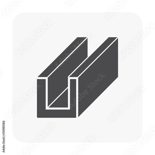 Open drain gutter vector icon. May called trench, ditch, street or concrete gutter for irrigation, stormwater drainage system. To drain water from lawn, yard, garden, road, city, driveway to sewer.

