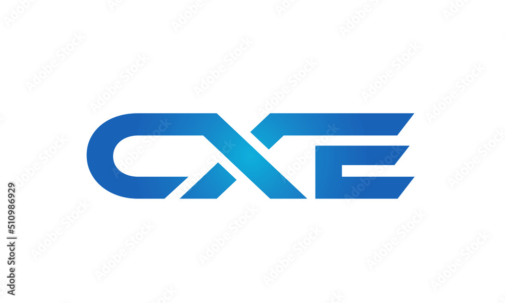 Connected CXE Letters logo Design Linked Chain logo Concept Connected CXE Letters logo Design Linked Chain logo Concept