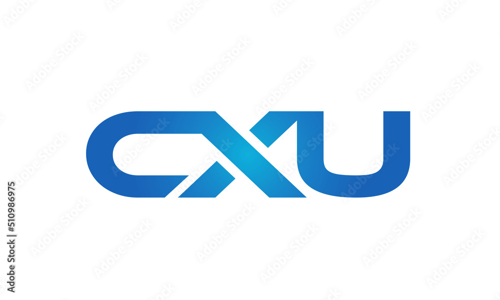Connected CXU Letters logo Design Linked Chain logo Concept Connected CXU Letters logo Design Linked Chain logo Concept