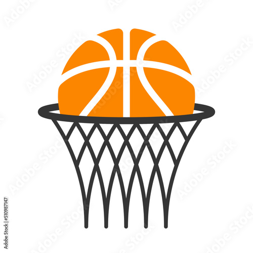 basketball in net vector illustration logo icon 