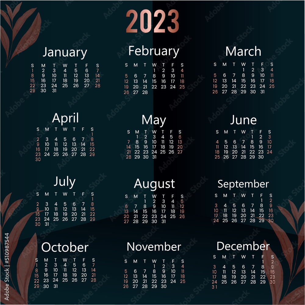 2023 Year Calendar Template. Corporate and business calendar. Organizer ...