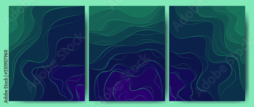 3d, abstract, aqua, aquarium, art, backdrop, Paper cut Abstract art background with green and purple colors. Precious stones. Template design with wavy lines. Great for covers, fabric prints, wallpape