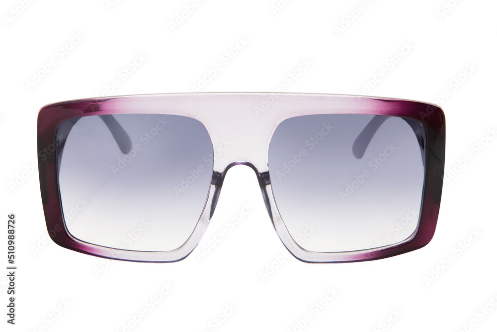 Fototapeta premium Flat Top Trendy Square classic sunglasses with purple gradient shades and frame front view