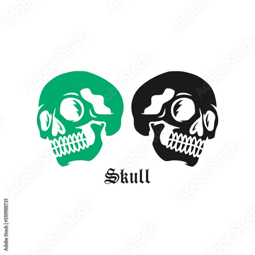 two green skulls vector illustration