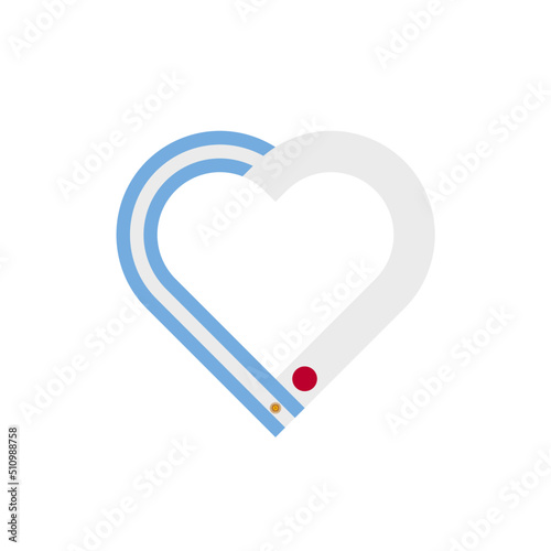 unity concept. heart ribbon icon of argentina and japan flags. vector illustration isolated on white background