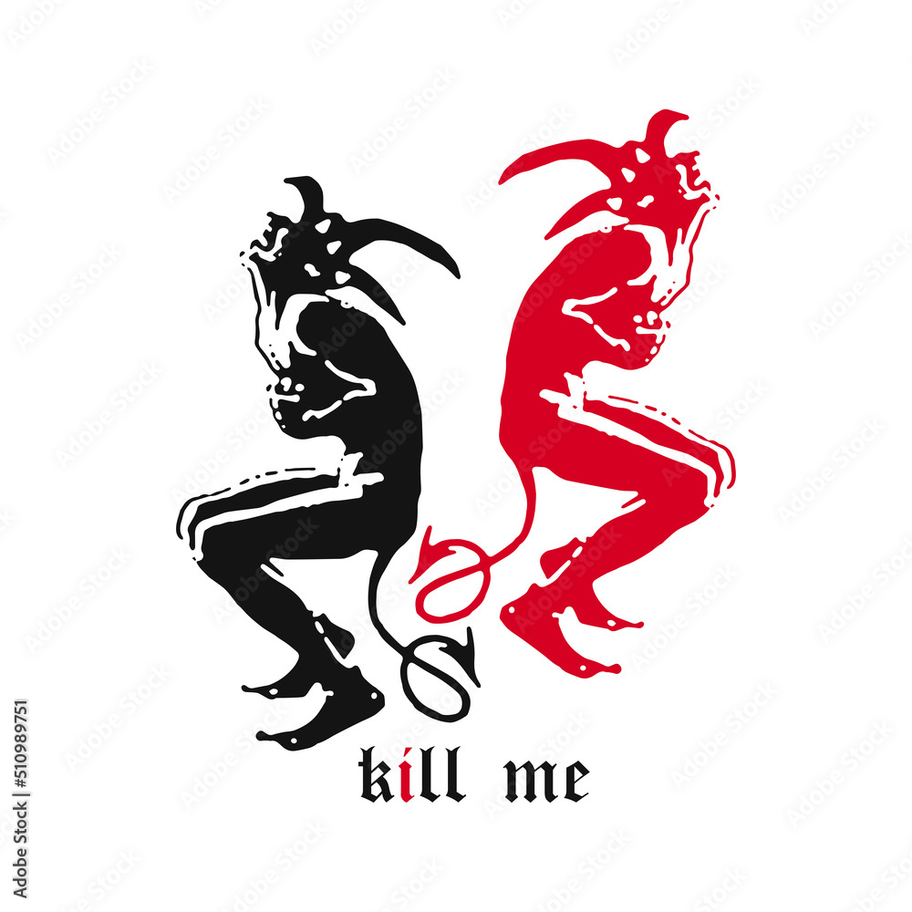 two devil silhouettes vector illustration