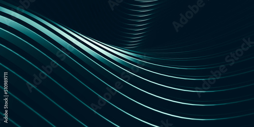 Parallel lines curves distorted shapes plastic tube surface modern abstract 3d illustration