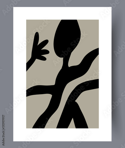 Scandinavian abstract wall art. Minimalistic art vector poster. Hand drawn minimalism design for interior. Printable bundle. Vector illustration. 