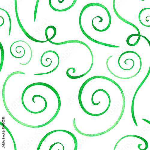 Curls seamless pattern. Watercolor illustration. Isolated on a white background.