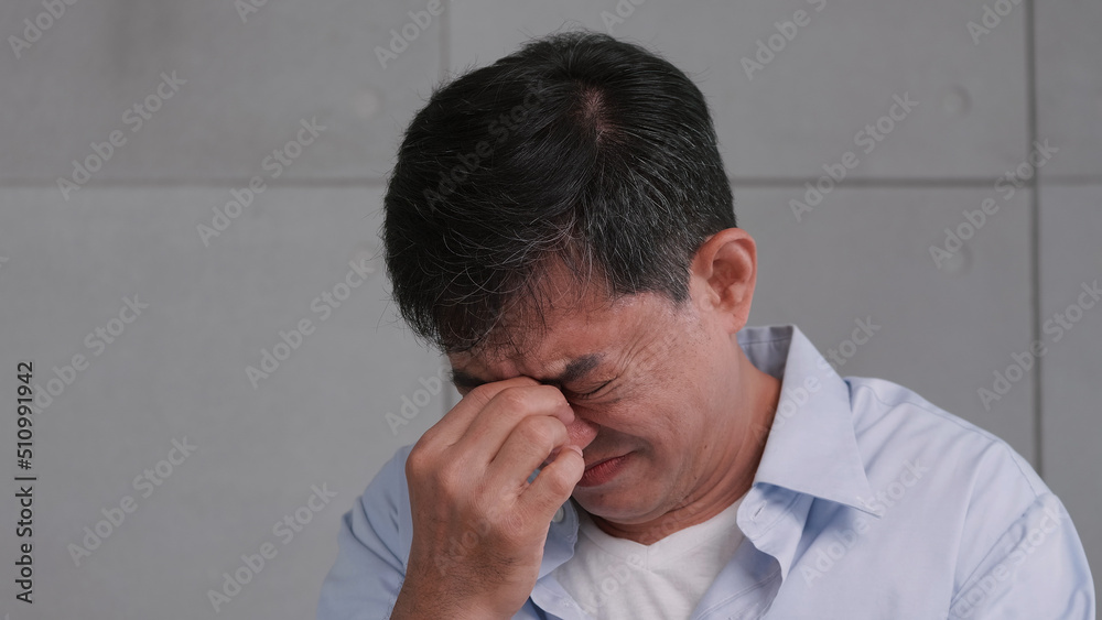 Man feel stressed and worried about health problems. Man feel stressed and worried about health problems.