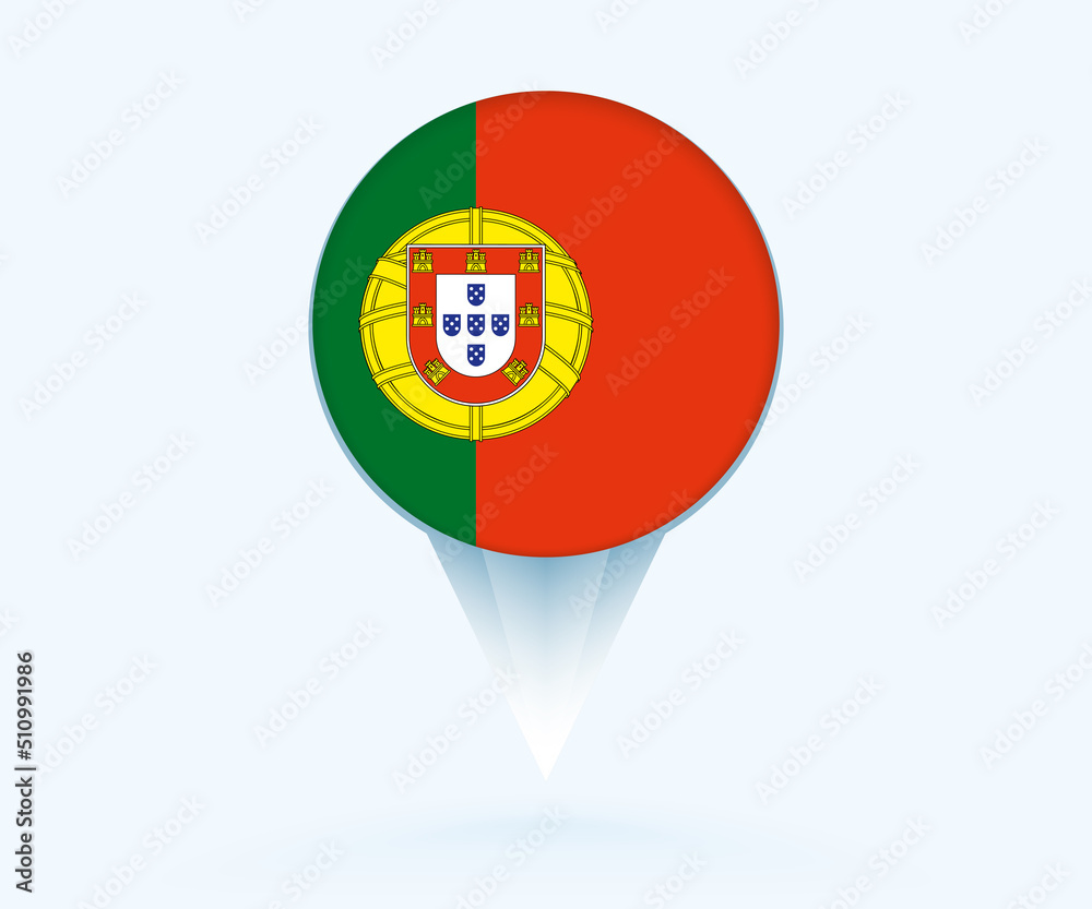 Map pointer with flag of Portugal. Map pointer with flag of Portugal.