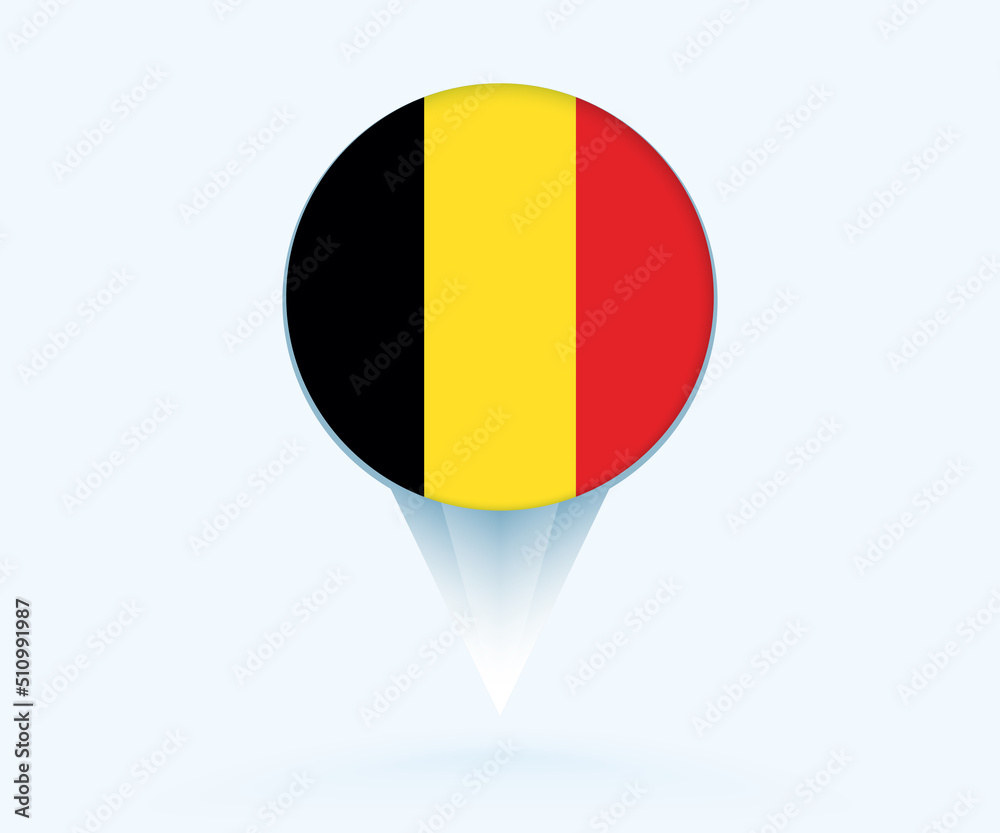 Fototapeta premium Map pointer with flag of Belgium.