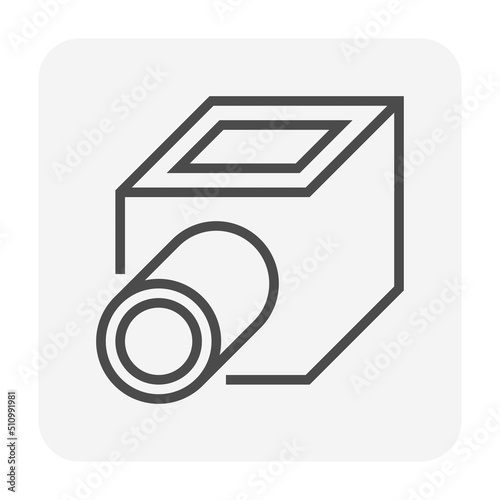 Precast concrete manhole product, sewer pipe vector icon for access cleaning by construction, install in stormwater, rainwater, wastewater or sewage drainage system, connect to drain gutter. 64x64 px.