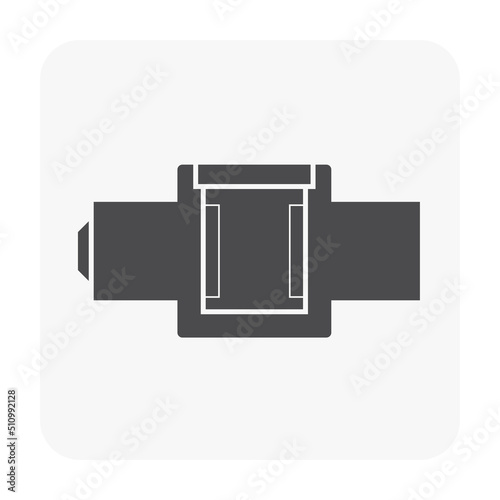 Precast concrete manhole product and sewer pipe vector icon for access to cleaning by construction, install in stormwater, rainwater, wastewater or sewage drainage system by connect to drain gutter.