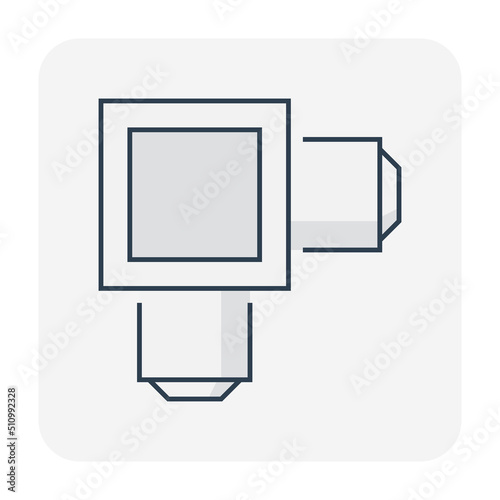 Precast concrete manhole product and sewer pipe vector icon for access to cleaning by construction, install in stormwater, rainwater, wastewater or sewage drainage system by connect to drain gutter.
