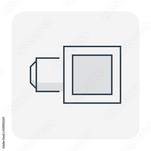 Precast concrete manhole product and sewer pipe vector icon for access to cleaning by construction, install in stormwater, rainwater, wastewater or sewage drainage system by connect to drain gutter.
