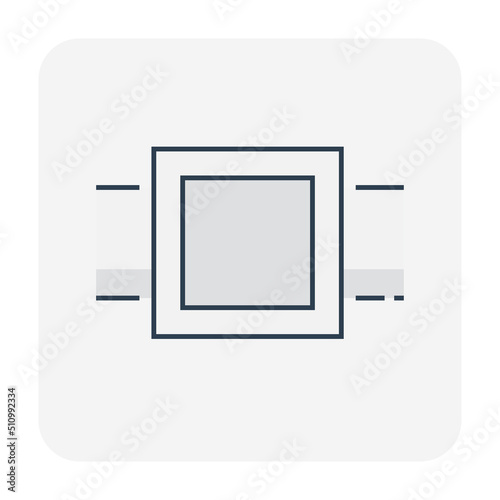 Precast concrete manhole product and sewer pipe vector icon for access to cleaning by construction, install in stormwater, rainwater, wastewater or sewage drainage system by connect to drain gutter.
