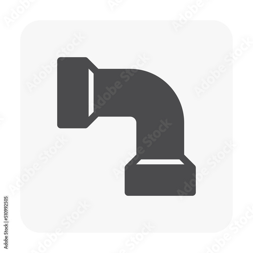 PVC or plastic pipe fitting vector icon. Elbow 90 degree angle type. Accessories for plumber to construction and repair pipeline, plumbing, drainage, sewage, sanitary and water supply system.
