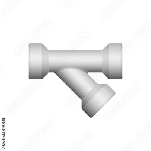 PVC plastic pipe fitting vector illustration design isolated on white background. 3way 45degree for plumber to construction and repair pipeline, plumbing, water supply, drainage or sanitary system.
