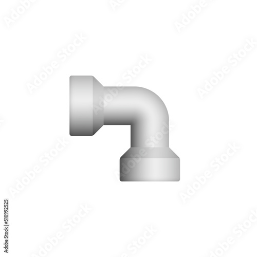 PVC plastic pipe fitting vector illustration design isolated on white background. Elbow 90 degree for plumber to construction and repair pipeline, plumbing, water supply, drainage or sanitary system.
