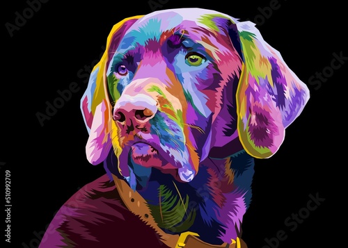colorful Beagle dog on pop art geometric. Polygonal Animals.