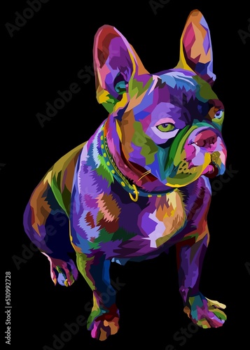 colorful french bulldog on pop art style. Polygonal Animals.