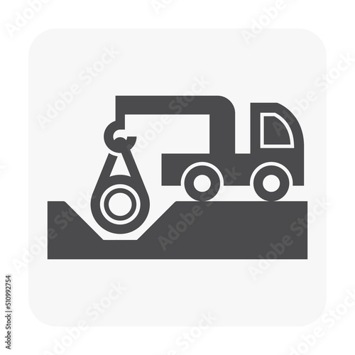 Pipeline construction vector icon. For transport, drainage or supply liquid in power and energy industry i.e.crude, oil, natural gas, gasoline, petroleum. Also for water in plumbing and irrigation.