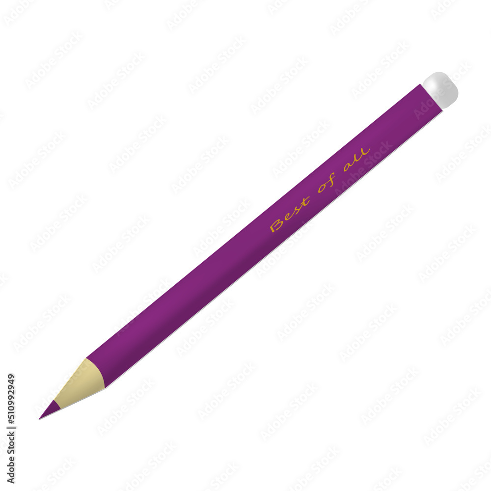 3d illustration, purple pencil isolated on white background. Realistic vector element for design, school theme. 3d illustration, purple pencil isolated on white background. Realistic vector element for design, school theme.