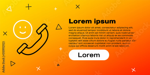 Line Incoming call on mobile phone icon isolated on yellow background. Friends call. Colorful outline concept. Vector