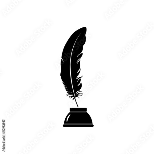 Lettering feather vector. Feather pen.