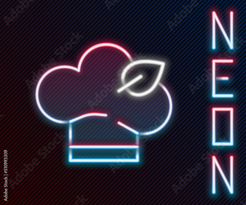 Glowing neon line Vegan food diet icon isolated on black background. Organic, bio, eco symbol. Vegan, no meat, lactose free, healthy, fresh and nonviolent food. Colorful outline concept. Vector