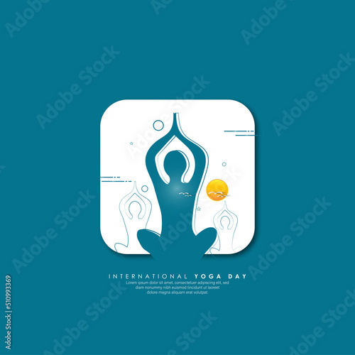 21 June- international yoga day, abstract woman in yoga body posture. 