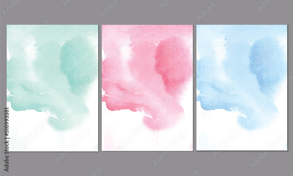 Blue, crimson red, pest watercolor background vector template