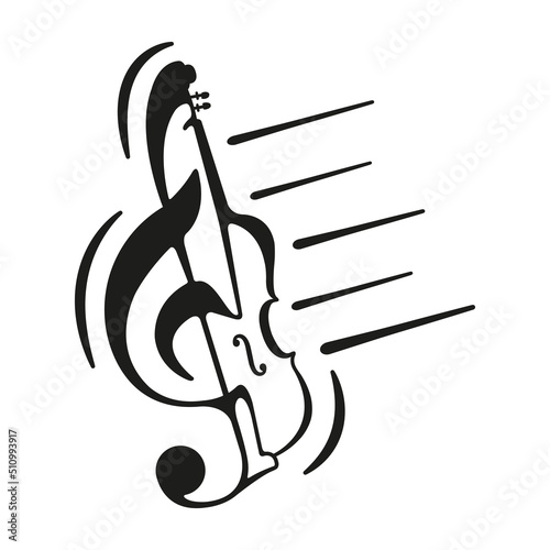 Violin and treble clef decorative design.