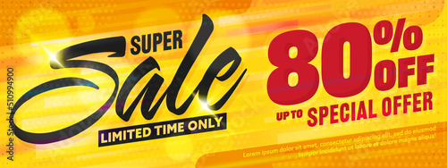 Super sale banner template with up to 80 percent price off