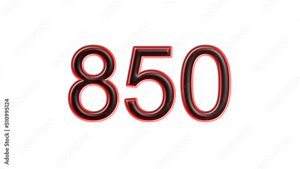 red 850 number 3d effect white background red 850 number 3d effect white background