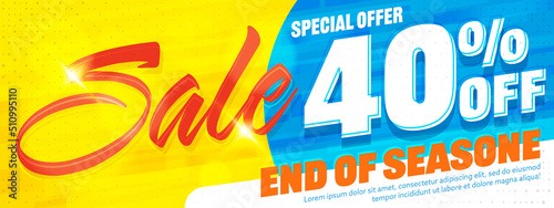 Banner with sale up to 40 percent off to end of season