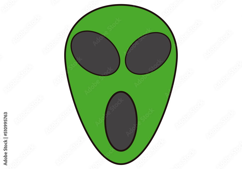 Cara de extraterrestre verde en fondo blanco. Cara de extraterrestre verde en fondo blanco.