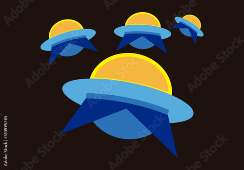 Fondo de OVNIs o nave extraterreste volando en formación. 