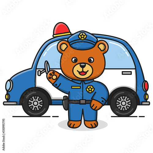 Cartoon police bear illustration design